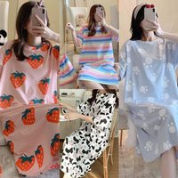 Women's Pajamas Summer Short-Sleeved Nightgown Large Size Leisure Wind Cute Sweet Girl Version of The Cartoon Homewear Women