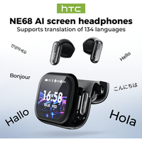 AI Translate Earphone Bluetooth HTC NE68 TWS Earbuds Smart LED Screen HiFi Sound Quality Sports Gaming In-Ear Headphones