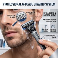 Razor Classic 6 Edge Safety Razor for Mens Shaving&Womens Hair Removal 27 Shaving Blades Manual Shaver safety razor