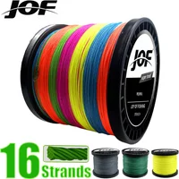 JOF 16 Strands Braided Fishing Line X16 Main Wire Abrasion Resistant Braid PE Lines Freshwater Saltwater Fishing Cord 10-90kg