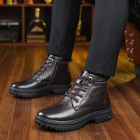 Winter High-Top Wool Men's Cotton Shoes Plus Velvet To Keep Warm Outdoor Boots Genuine Leather Men's Shoes Extra Leather Shoes