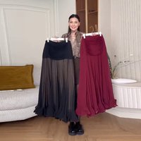 2025 Summer Women's New Europe and The United States Cross-border Foreign Trade Ruffled High-waisted Slimming Solid Color Skirt