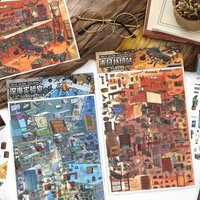 4 large-sized landscape stickers, post apocalyptic supply station, deep-sea experimental station theme stickers, handmade accoun