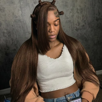 220 Density 13x4 HD Lace Frontal Wigs Human Hair Wigs Chocolate Brown Straight Colored Human Hair Wig Straight Lace Frontal Wig