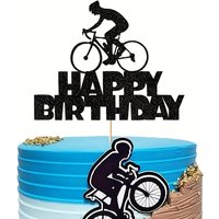 AliExpress NONE 1pc Bicycle Black Sparkle Happy Birthday Cake Decoration, Sports Theme Cake Decoration, Birthday Party Cake Decoration.