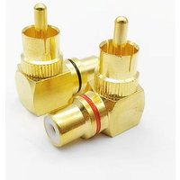 2Pcs banana plug Jack Brass RCA Right Angle Male To Female Gold Plated Connector 90 Degree Adapters Connectors