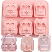 6 Cavity Backpack Silicone Candy Molds for Chocolate Candy Cupcake Topper Decorating Silicone Molds Cake Decoration Accessories