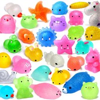 Kawaii Squishy Fidget Toys Mochi Glitter Animal Squeeze Sensory Stress Relief ADHD Autism Anxiety Therapy Kids Party Favors