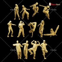 Miniatures 1/64 1/43 1/35 Dancer Handsome Hip-hop Dance Boys Girls Figure Diorama Creative Mini Doll Scene Props Model Crafts