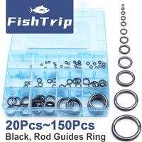 FishTrip Fishing Rod Guides Ring Repair Kit Set Fishing Ceramic Ring Wear Resistant for Fishing Rod Guide Replacement