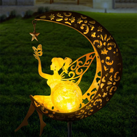 Garden Solar Light Outdoor Decorative Moon Fairy Glass Globe Angel Decor Waterproof Solar Lamp for Pathway Lawn Patio Courtyard