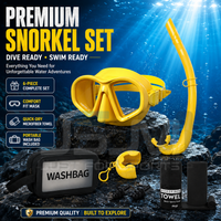 JSJM 6PCS Snorkel Set for Adults Anti-Fog Diving Mask Snorkel Kit Quick Dry Towel Wash Bag Ear Plugs for Beach Swimming Travel