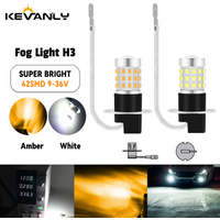2PCS Car Fog Light 9-36V H3 LED with lens Fog Running Light Bulb Super Bright LED Auto Lamp h3 led yellow No Adapter Required