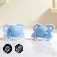 2pcs/pack Butterfly-shape Baby Pacifier Soother with Cover for Daily Use(Cherry Round Nipple) and Night Use(Thumb Nipple)