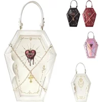 New Dark Gothic Lolita Halloween Handbag Pu Leather Chain Coffin Wings Ita Bag Sweet Vintage Medieval Witch Crossbody Bag