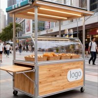 custom.Wooden Bread Display Cart, Mobile Bakery Kiosk, Custom Food Retail Stall with Awning