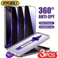 NNBILI 3Pcs 360 Degree Four Sided Anti Peeping Screen Protective Film One Click Installation For iPhone 16 17 Pro Max 17 Series