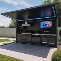 Customized Black/grey Garden/patio Outdoor Bbq Kitchen Pod with Door Weatherproof 304 Stainless Steel Outdoor Kitchen with Shed