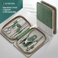 Hochwertiges Maniküre-Set, 9-in-1, professionelles praktisches Set mit Ledertasche, Nagelknipser aus Edelstahl, Körperpflege-Werkzeug