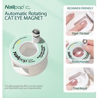 Nailpop Automatic Rotating Cat Eye Magnet Nail Glass Bead Suction Device For Cat Eye Nails Perfect For Beginners Pink&White 1pc