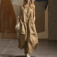 Summer Loose And Simple Sleeveless Cotton And Linen Women's Dress New Fashion Casual Pocket Female Holiday Long Dresses 2026