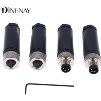 M8 Sensor Connector Waterproof Male&female Plug Screw Threaded Plug Coupling 3 4 Pin Flange Socket Back Mount