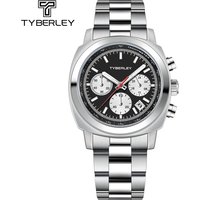 TYBERLEY Watches 2026 New Panda Quartz Men's Watch Calendar Stainless Steel Chronograph Sports Code Watch for Men Luminous Clock