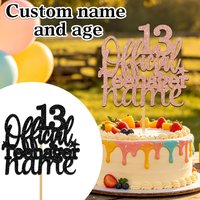 1pcs Birthday Custom Cake Topper Gold Glitter, Personalized Cake Topper, Custom Text Cake Topper