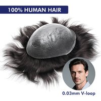 Os21 0.03-0.04mm NG Clearance Thin Skin Toupee Capillary Prothesis Hair Piece For Men Hair Replacement System V Loop Men Toupee image 4