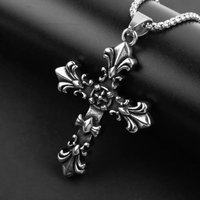Stainless Steel Cross Necklace, Punk Streetwear Jewelry, Vintage Silver Unisex Gift