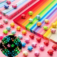 210/540Pcs Gradient Color Paper Folding Kit Luminous Origami Lucky Star Color Paper Strips DIY Wishing Star Craft Paper For Kids