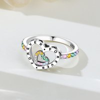 MISEFF S925 Sterling Silver Ring Original Multi-size Versatile Fashion Eternal Love Colored Heart Ring For Women Birthday Gift