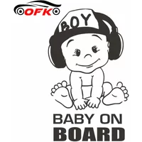 Car Sticker Baby on Board Funny Cartoon Cute Cool Boy Design Waterproof Car Window Warning Interesting Vinyl Decal,12cm*18cm