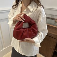Mini Top-Handle Bags PU Leather Small Shoulder Bags Pleated Handbag Underarm Bag for Ladies