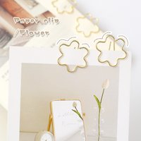 20 pcs/pack gold flower Paper Clips Kawaii Stationery Metal Clear pink Binder Clips Photos Tickets Notes Letter