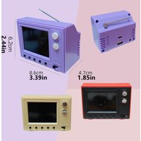 1/12 Dollhouse Mini TV with USB Port 2.4 Inch Screen 8GB Memory 600mAh Battery Miniature LCD Television for Dollhouse Furniture