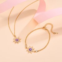 Opal Sun Charms Bracelet for Women, Handmade Wristand Zirconia Inlay Chain Adjustable Layered Jewelry