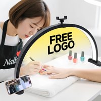 2026 NEW 30inch Free LOGO Nail Salon Desk Led Light half-moon Light Knob Adjustable Brightness 48W Foldable USB Nail Table Lamp