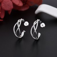 Cute Luxury 925 Sterling Silver Spiral Earrings Stud for Women Fashion Party Wedding Designer Jewelry Christmas Gift