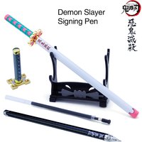 20CM Anime Demon Slayer Sword Model Gel Pen Kimetsu No Yaiba Tanjirou Black Refill Cosplay Prop Student Gift Box Package