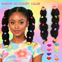 2PCS children's synthetic black bubble braided hair accessory with cute accessories suitable for fun play and parties