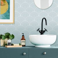 Boho Lines Pistachio Kitchen and Bathroom Backsplash Panel, Peel & Stick Tile Decals - Self-Adhesive Wall & Floor Tile Stickers