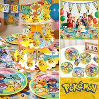 New Pokemon Birthday Party Decorations Kits Pikachu Theme Plates Napkins Cups Tablecloth Balloons Set Party Favor Supplies Gifts