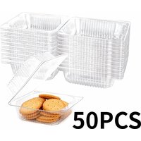 50PCS Disposable Plastic Square Box Cake Boxes Lid Square Cheesecake Sandwich Bakery Party Supplies Food Packaging