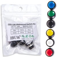6PCS Mini 12mm Waterproof Momentary ON/OFF Push Button Round Switch PBS-33B KIT White Black Red Yellow Blue Green Each 1PCS