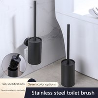 Runde Toilettenbürste aus Edelstahl, Schwarz, mit Wandhalterung, sieben Farboptionen