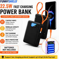 FUNNYSHIELD 4*18650 Power Bank Cases 10W Battery Holder Portable 22.5W Type C Fast Charging Shell for Phone With Charging Cable