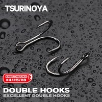 TSURINOYA 20pcs/40pcs Double Hooks Frog Hooks Sea Lure Sharp Fishing Hook 4#/5#/#8 High Carbon Steel Bait Lure Hooks
