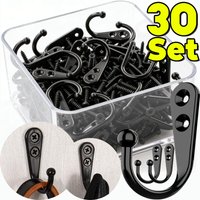 Black Metal Hooks with Screws Wall Mounted Hanging Hook for Coat Towel Bags Caps Hanger Kitchen Bathroom Storage Rack Holder