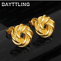 Fashion 925 Sterling Silver 18K Gold Luxury Delicate Braided Earrings for Women Gift Jewelry Accessories Engagement